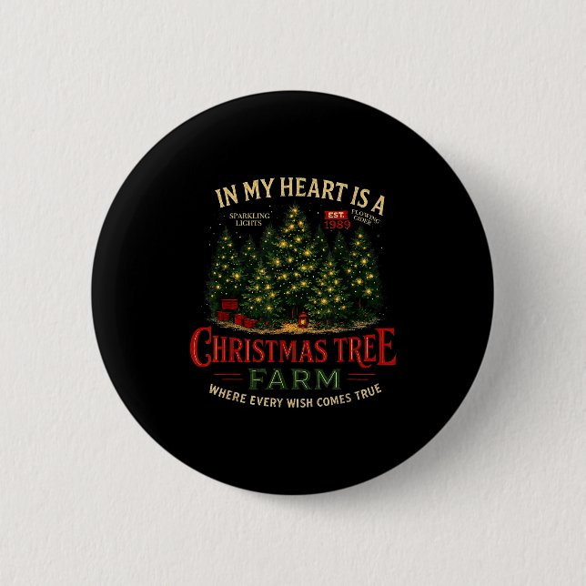 Christmas Tree Farm In My Heart Holiday Forest Gif 6 Cm Round Badge (Front)