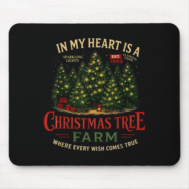 Christmas Tree Farm In My Heart Holiday Forest Gif Mouse Mat (Front)