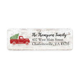 Christmas Tree Farm Red Truck Return Address Label