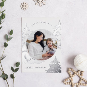 Christmas Tree Farm Two Photo Foil Holiday Card