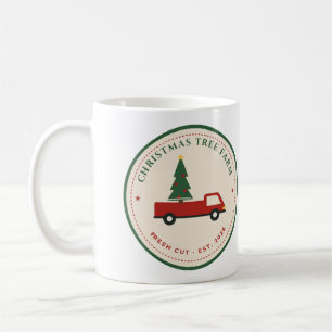 Christmas Tree Farm Vintage Red Truck Coffee Mug