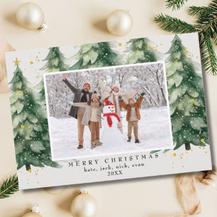 Christmas Tree Faux Glitter 4 Photo Christmas Holiday Card