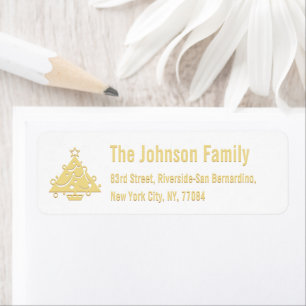 Christmas Tree Faux Gold Holiday Return Address