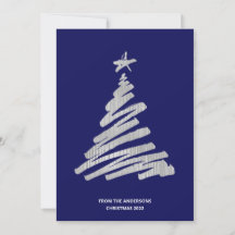 Christmas Tree Faux Silver Foil and Blue