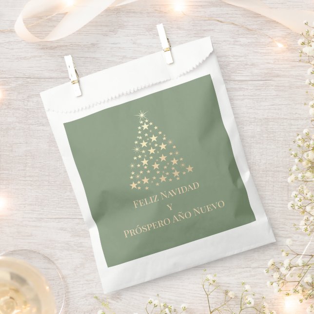 Christmas Tree Feliz Navidad y Prospero Año Nuevo  Favour Bags (Clipped)
