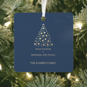 Christmas Tree Feliz Navidad y Prospero Año Nuevo Metal Tree Decoration