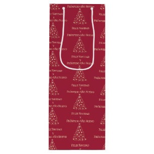 Christmas Tree Feliz Navidad y Prospero Año Nuevo  Wine Gift Bag