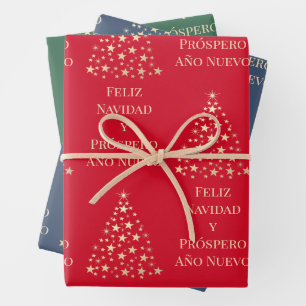 Christmas Tree Feliz Navidad y Prospero Año Nuevo  Wrapping Paper Sheet