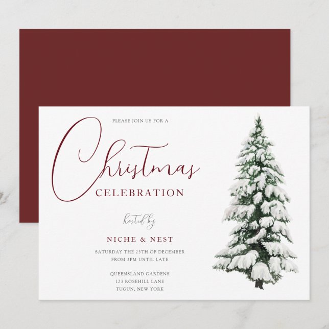 Christmas Tree Festive Christmas Party Celebration Invitation (Front/Back)