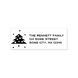 Christmas Tree Festive Family Address Rubber Stamp