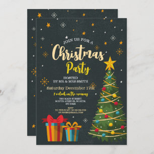 Christmas Tree Festive Party Tree Gifts Invitation