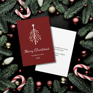 Christmas Tree Festive Red Retro Holiday Card