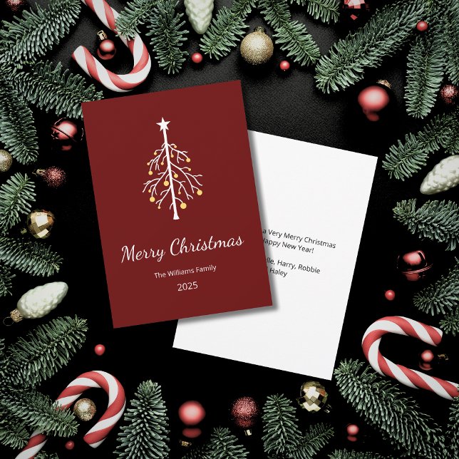 Christmas Tree Festive Red Retro Holiday Card (Creator Uploaded)