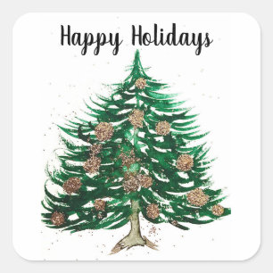 Christmas tree Festive Winter Xmas green  Square Sticker