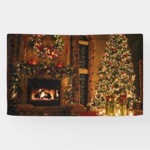 Christmas tree fireplace banner