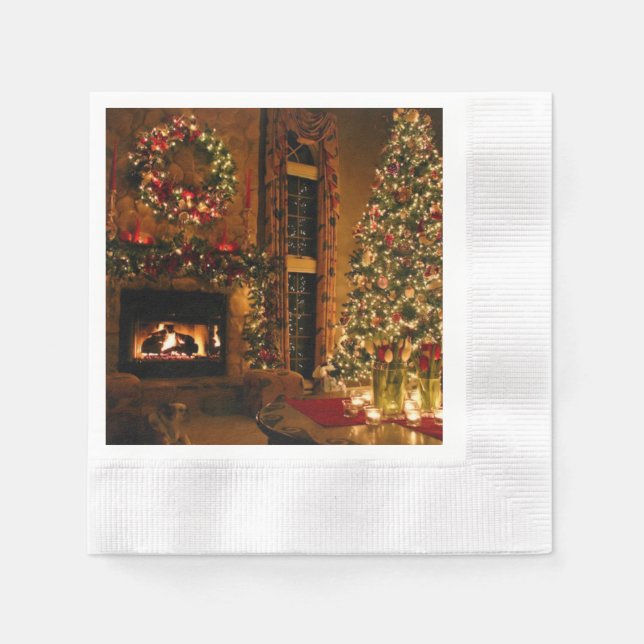 Christmas tree fireplace napkin (Front)