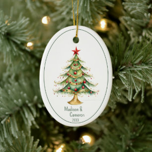 Christmas Tree First Christmas Together Name Year Ceramic Tree Decoration