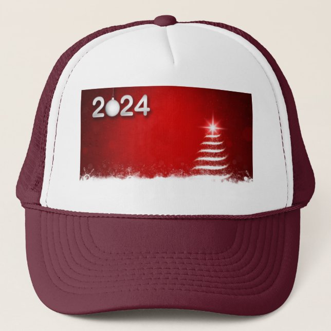 Christmas Tree Flashing Red Colour background-Cap Trucker Hat (Front)