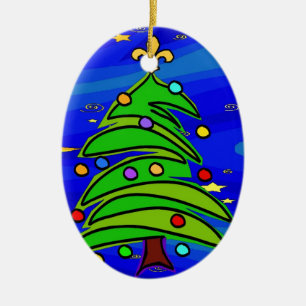 Christmas Tree Fleur De Lis Ceramic Tree Decoration