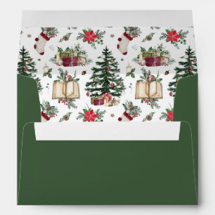 Christmas Tree Floral Festive Holiday Modern Green Envelope