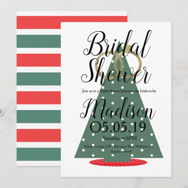 Christmas Tree Foil Rings Bridal Shower Invitation (Front/Back)