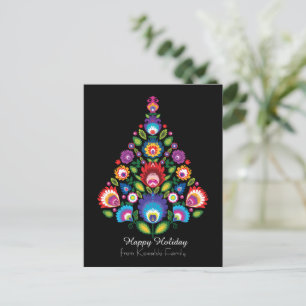 🎄Christmas tree - folklore [black] Holiday  Postcard