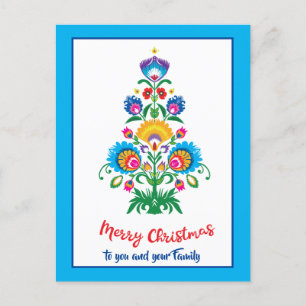 🎄Christmas tree folklore blue Holiday Postcard