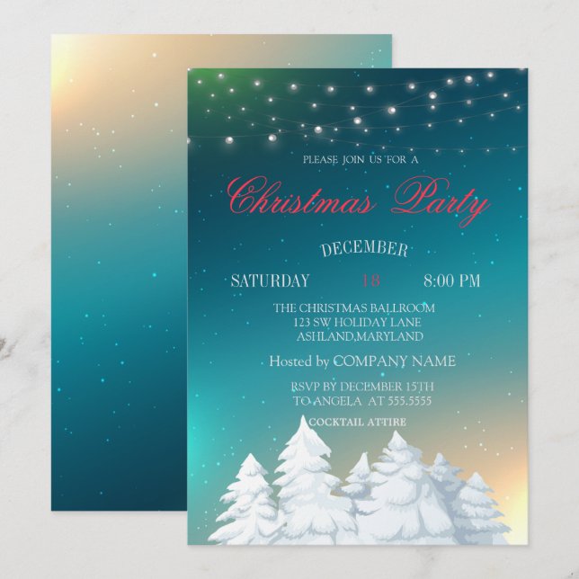 Christmas Tree,Forest Christmas Company Party Invitation (Front/Back)