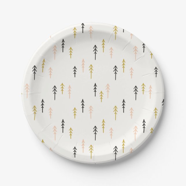 Christmas Tree Forest Pattern Paper Plate (Front)