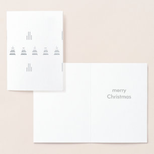 Christmas Tree Forest Silver Foil Merry White Card