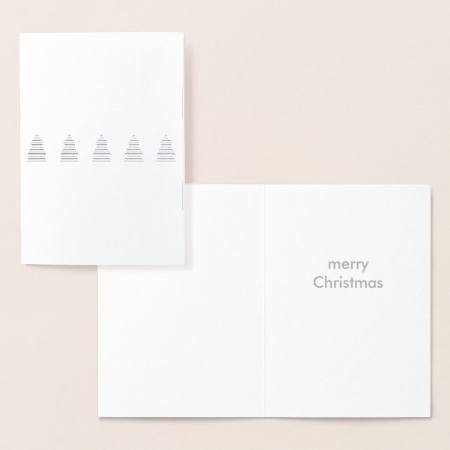 Christmas Tree Forest Silver Foil Merry White Card (Display)