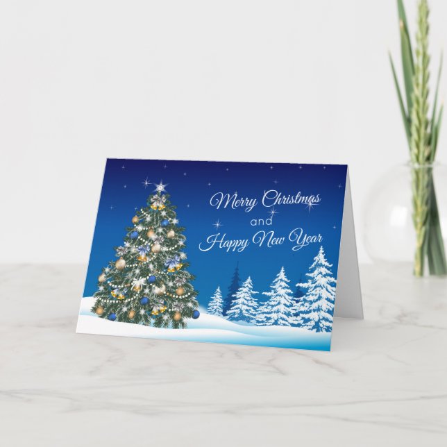 Christmas Tree Forest Snow Holiday Card (Front)