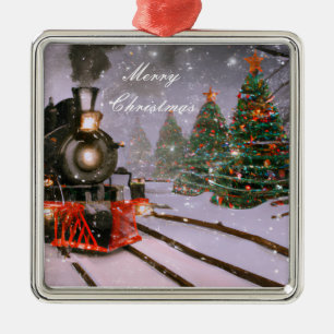 Christmas tree forest train   metal tree decoration