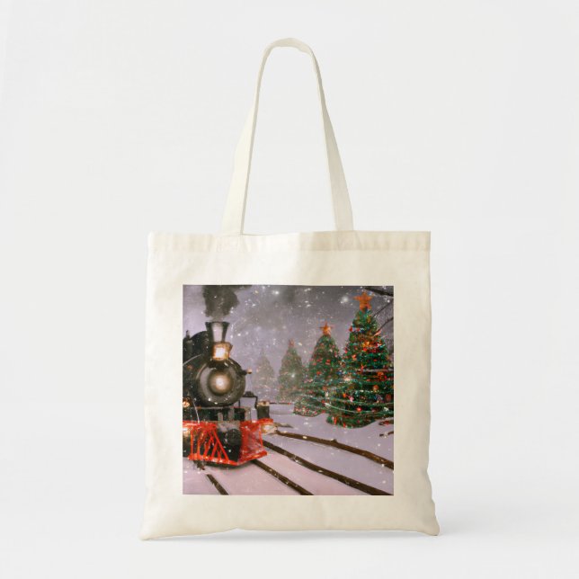 Christmas tree forest train  tote bag (Front)