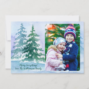 Christmas Tree Forest Watercolor Family Photo Holiday Card