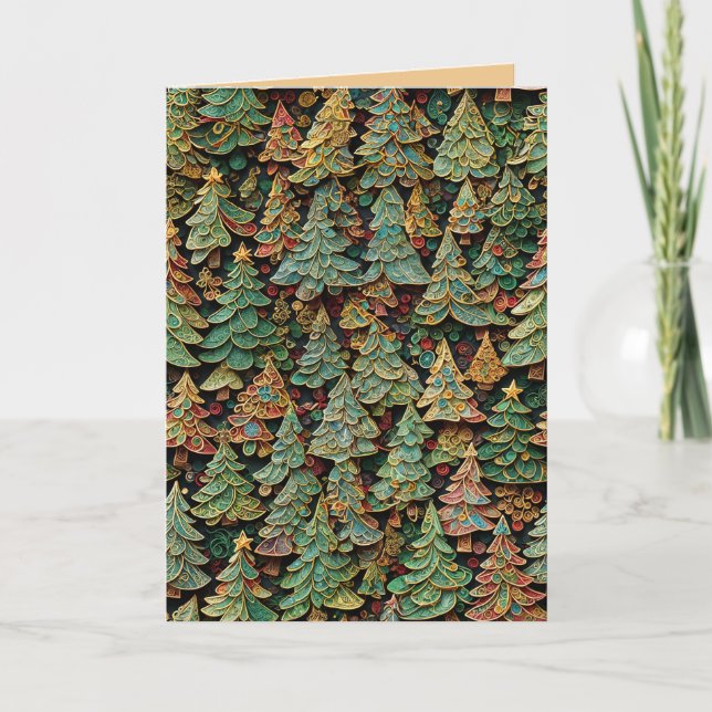 Christmas Tree Forest Whimsey Holiday Card (Front)