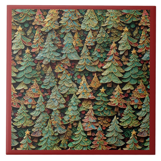 Christmas Tree Forest Whimsey Tile (Front)