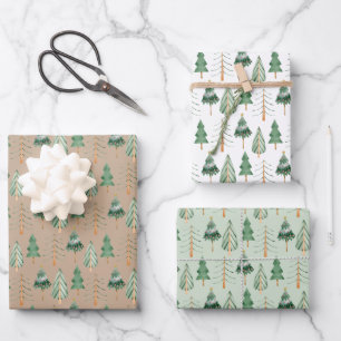 Christmas Tree Forest Wrapping Paper Sheet