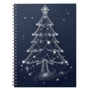 Christmas tree formed by lines of star constellati notebook