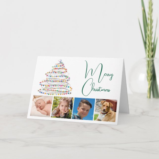 Christmas Tree Four Photo  Holiday Card (Front)