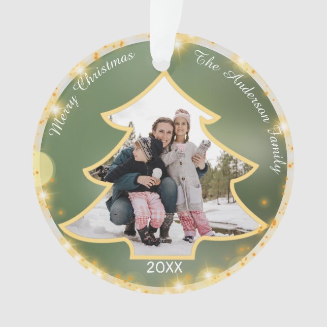 Christmas Tree Framed Custom Photo 2-sided Ornament (Front)