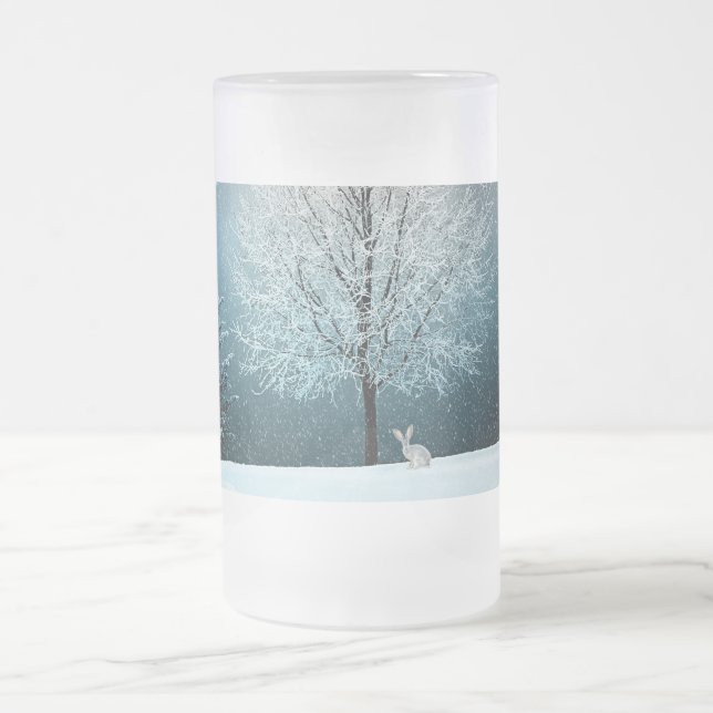 Christmas Tree Frosted 16 oz Frosted Glass Mug (Center)