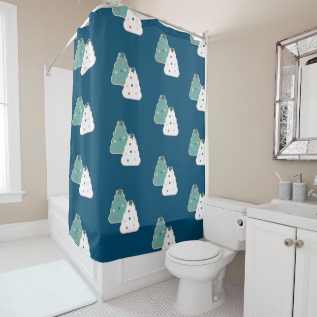 Christmas Tree Frosted Cookie Add Any Colour Shower Curtain (In Situ)