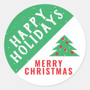 Christmas Tree Fun Festive Green Snow Holiday Classic Round Sticker