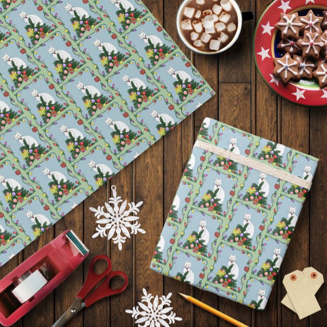 Christmas Tree Funny Cat Wrapping Paper (Creator Uploaded)