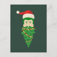 Christmas Tree Funny Green Beard Santa Hat Man