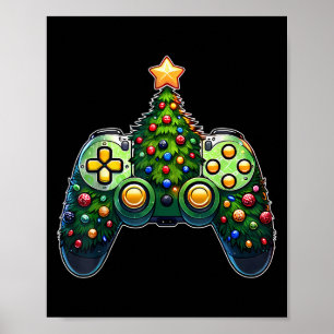 Christmas Tree Gaming Shirts Video Game Controller Poster