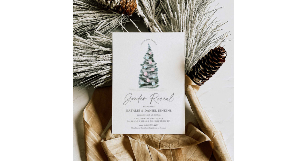 Christmas Tree Gender Reveal Baby Shower Invitation Zazzle