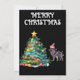 CHRISTMAS TREE & GERMAN SHEPERD WRAPPED IN LIGHTS INVITATION