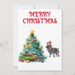 CHRISTMAS TREE & GERMAN SHEPERD WRAPPED IN LIGHTS INVITATION